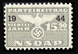 Nazi Party Dues Stamp  1944 15.90RM